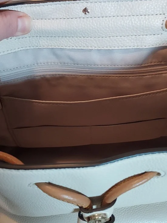 Kate Spade Rosie Sinch Pebbled Leather Medium Flap Backpack In Cream/Tan - Picture 13 of 16